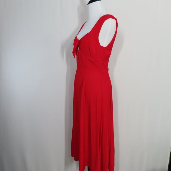 Yumi Kim Red Midi Dress Sleeveless Self-tie Front Front Bodice Cut-out Size 4 - Picture 3 of 9